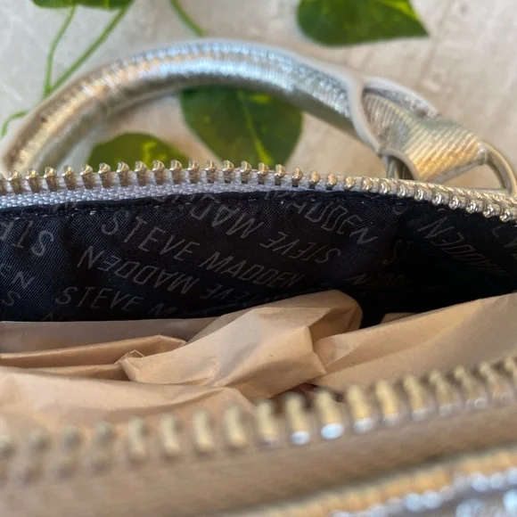 Steve Madden Metallic Silver Gray Shoulder Hobo Handbag Purse Bag Handle Bag Y2K - Picture 6 of 9